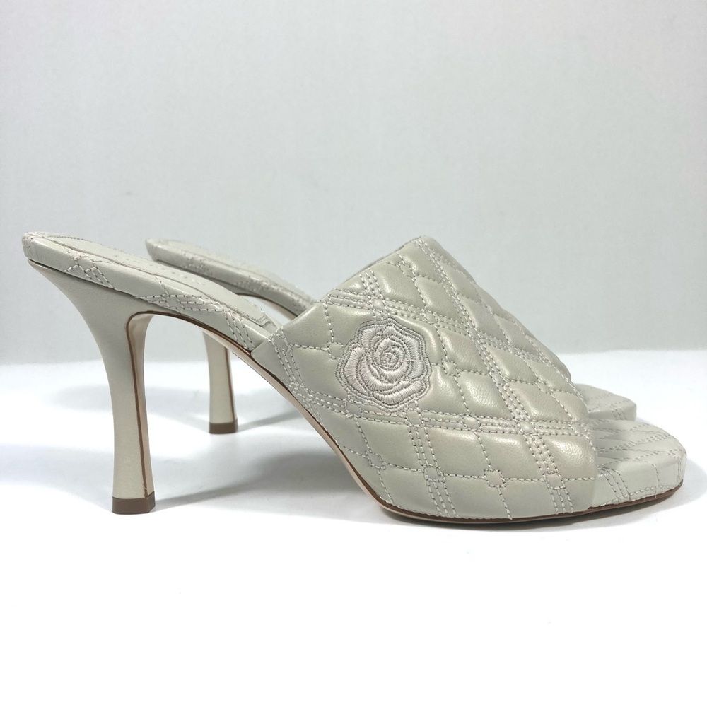 Burberry Leather Quilted Heeled Slide Sandals Plaster 39 9 NEW - Picture 1 of 17